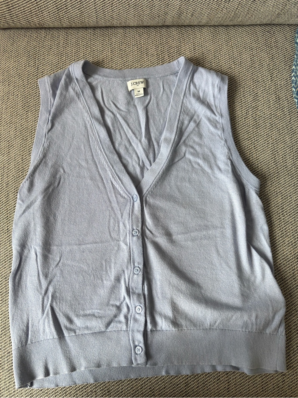 J. Crew Pale Blue Button-Front Knit Vest